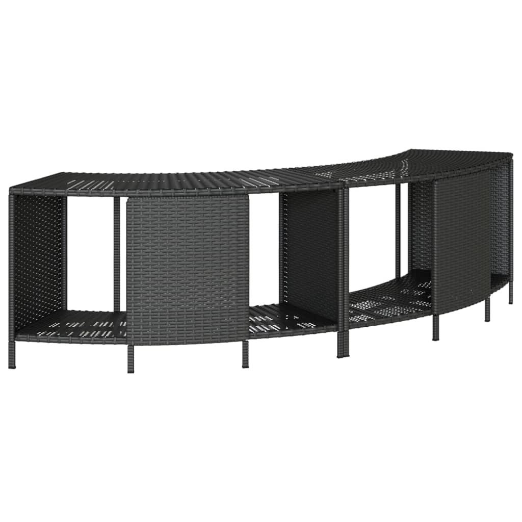 Fekete polyrattan és tömör akácfa jakuzzi-keret