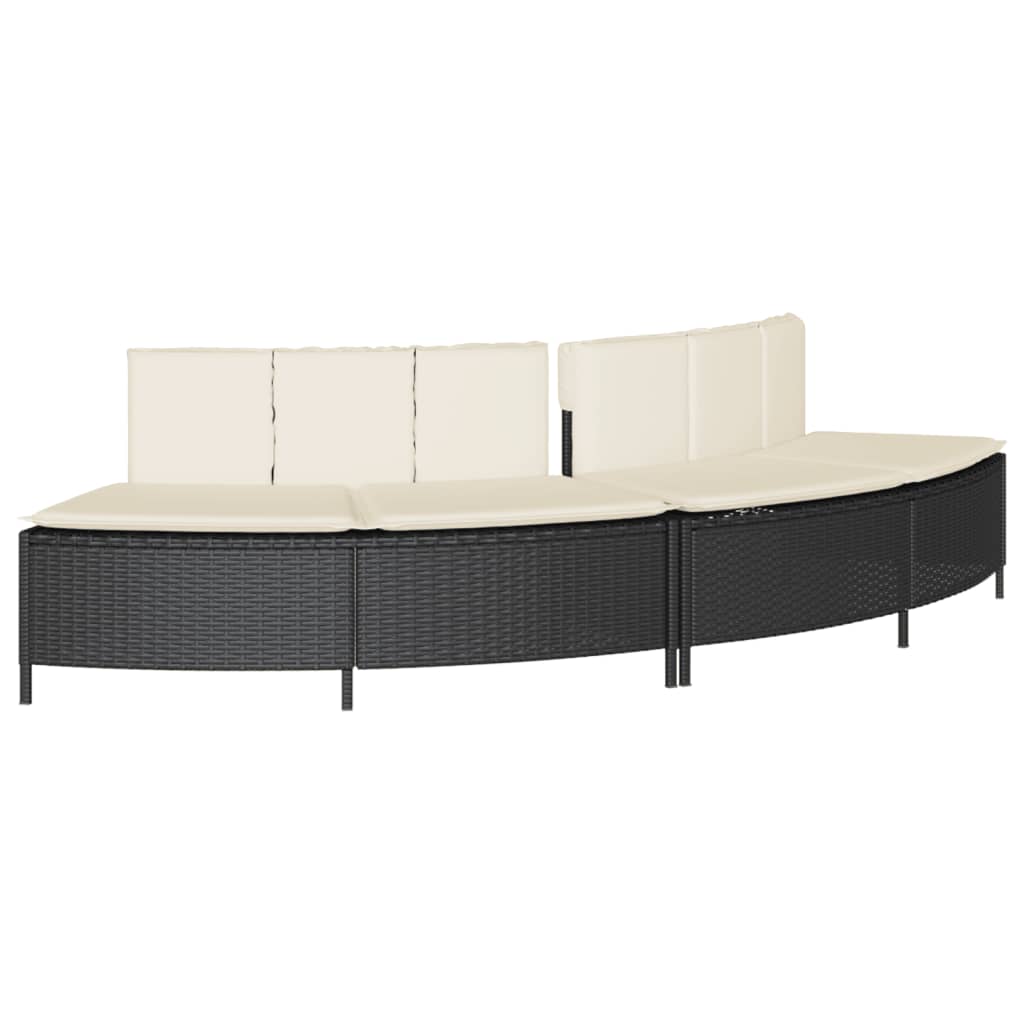 Fekete polyrattan és tömör akácfa jakuzzi-keret