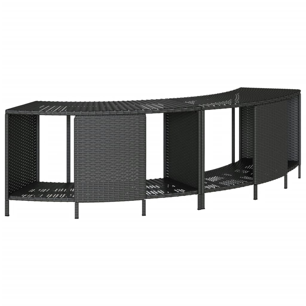 Fekete polyrattan és tömör akácfa jakuzzi-keret
