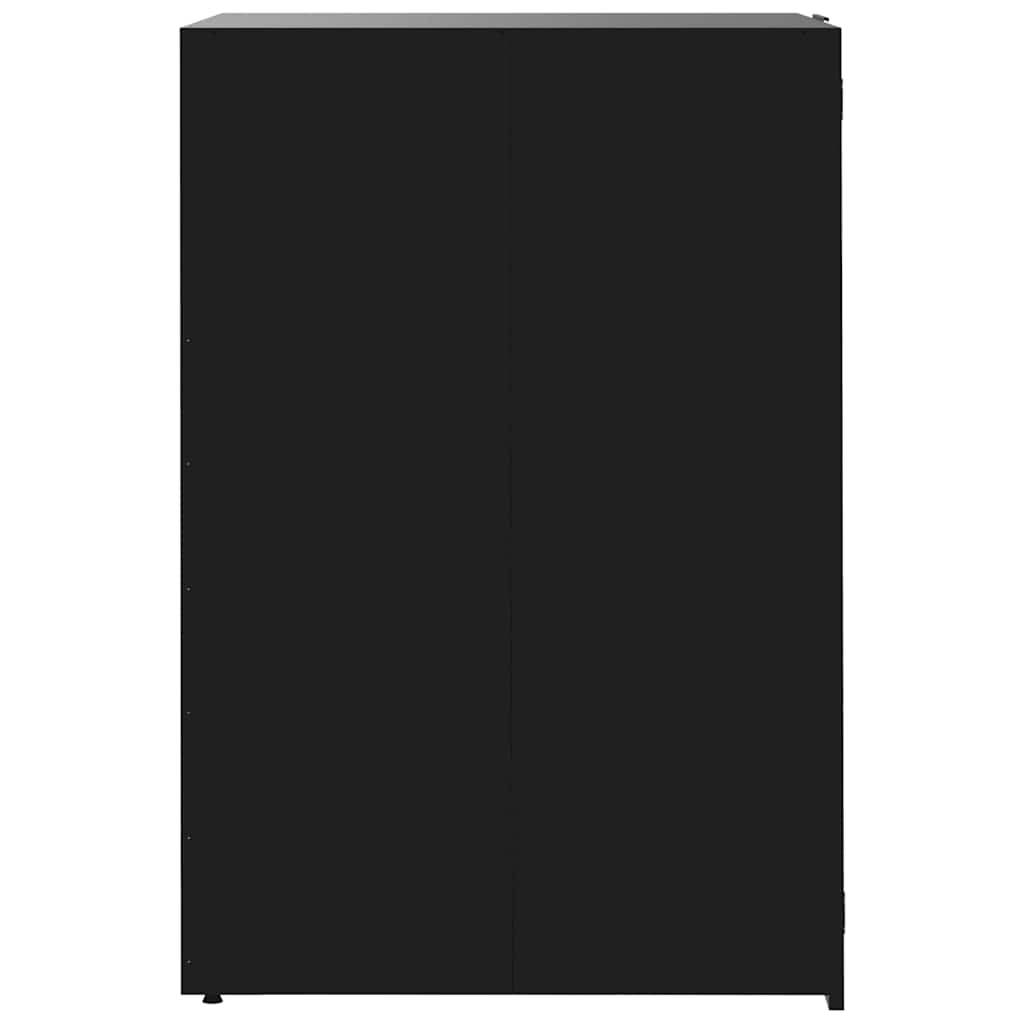 Fekete acél kerekes tároló 4 szemeteskukához 276 x 79 x 117 cm