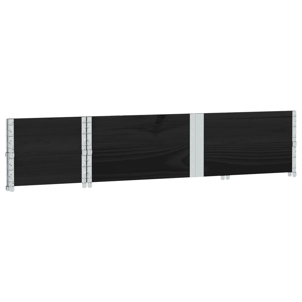 Fekete tömör fenyőfa kerti növénytartó 150 x 50 cm