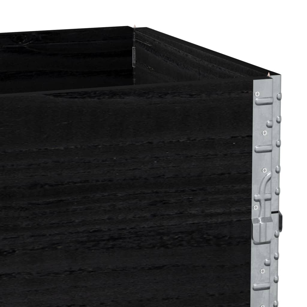 Fekete tömör fenyőfa kerti növénytartó 100 x 50 cm