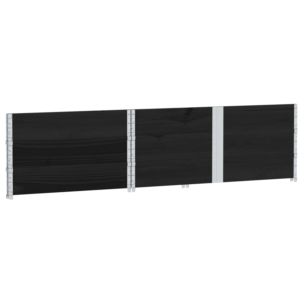 Fekete tömör fenyőfa kerti növénytartó 150 x 100 cm
