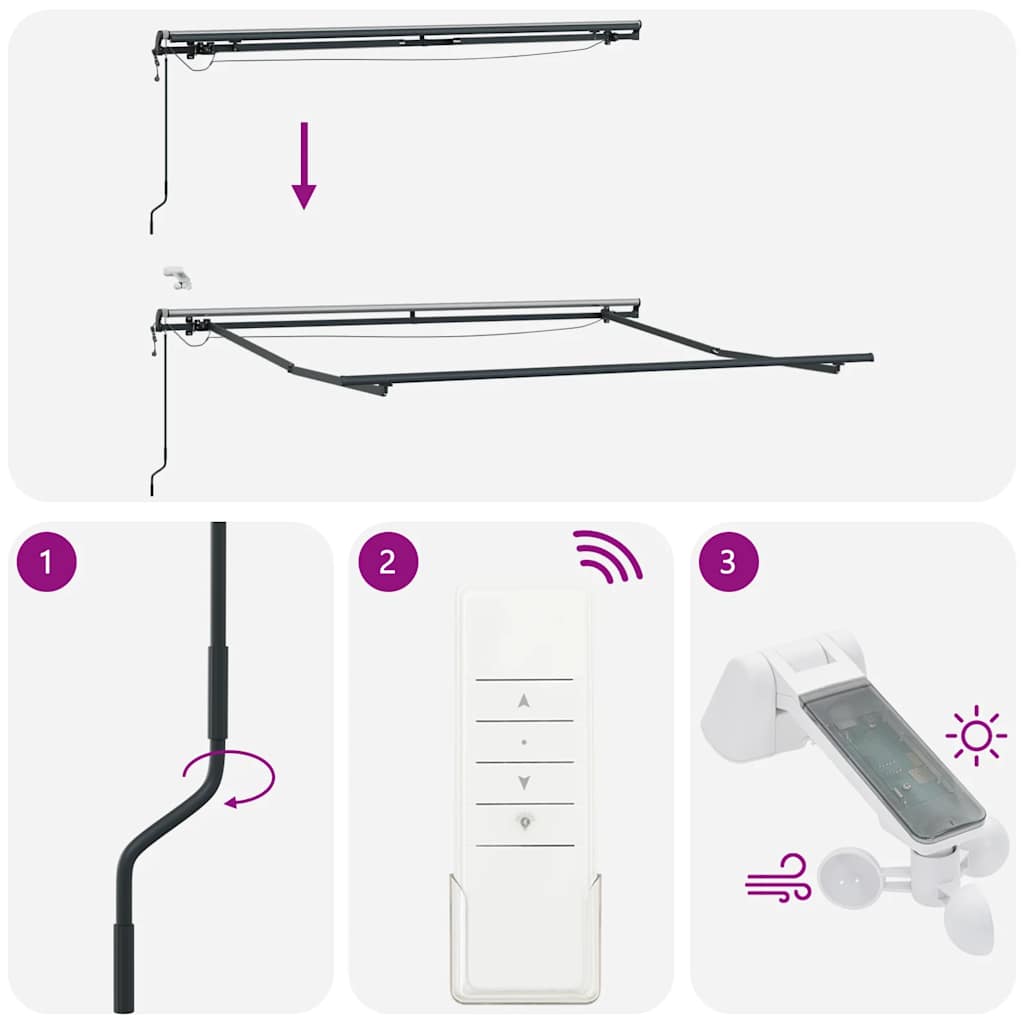 Barna automata kihúzható LED-es napellenző 300 x 250 cm