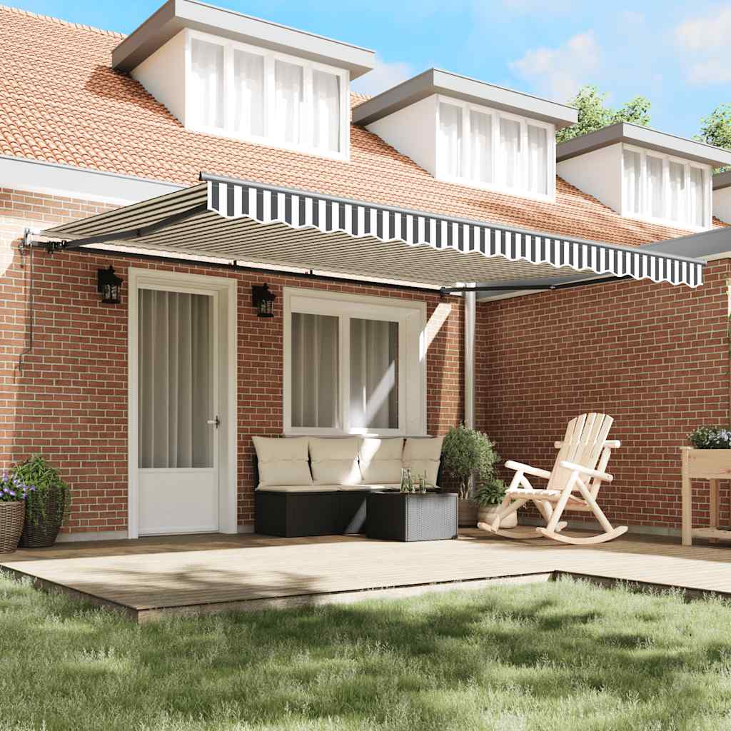 Antracitszürke-fehér automata kihúzható napellenző 450 x 300 cm