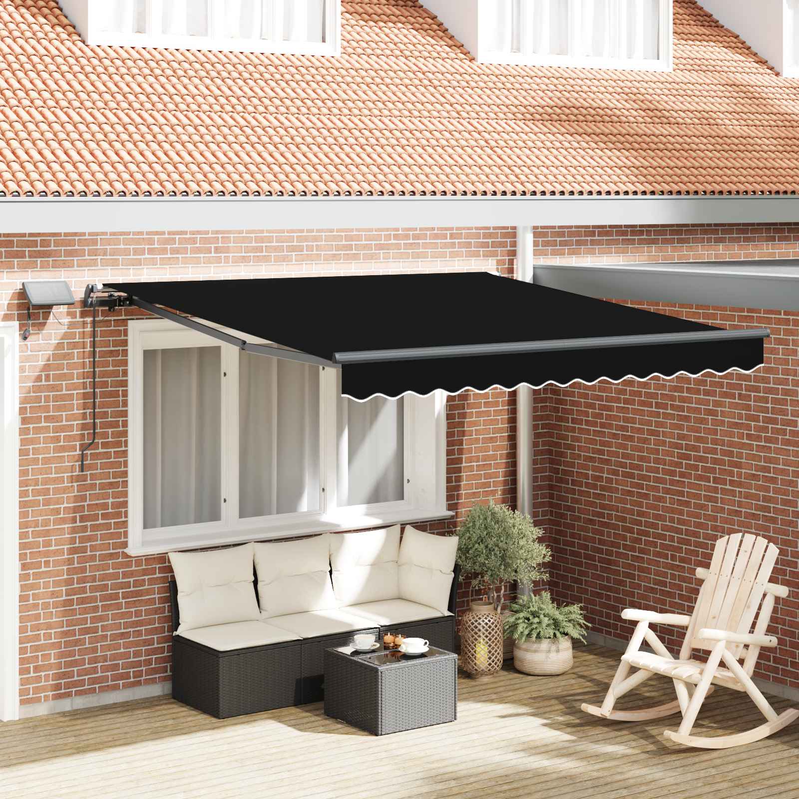 Behúzható napellenző Fekete 300 x 250 cm szövet