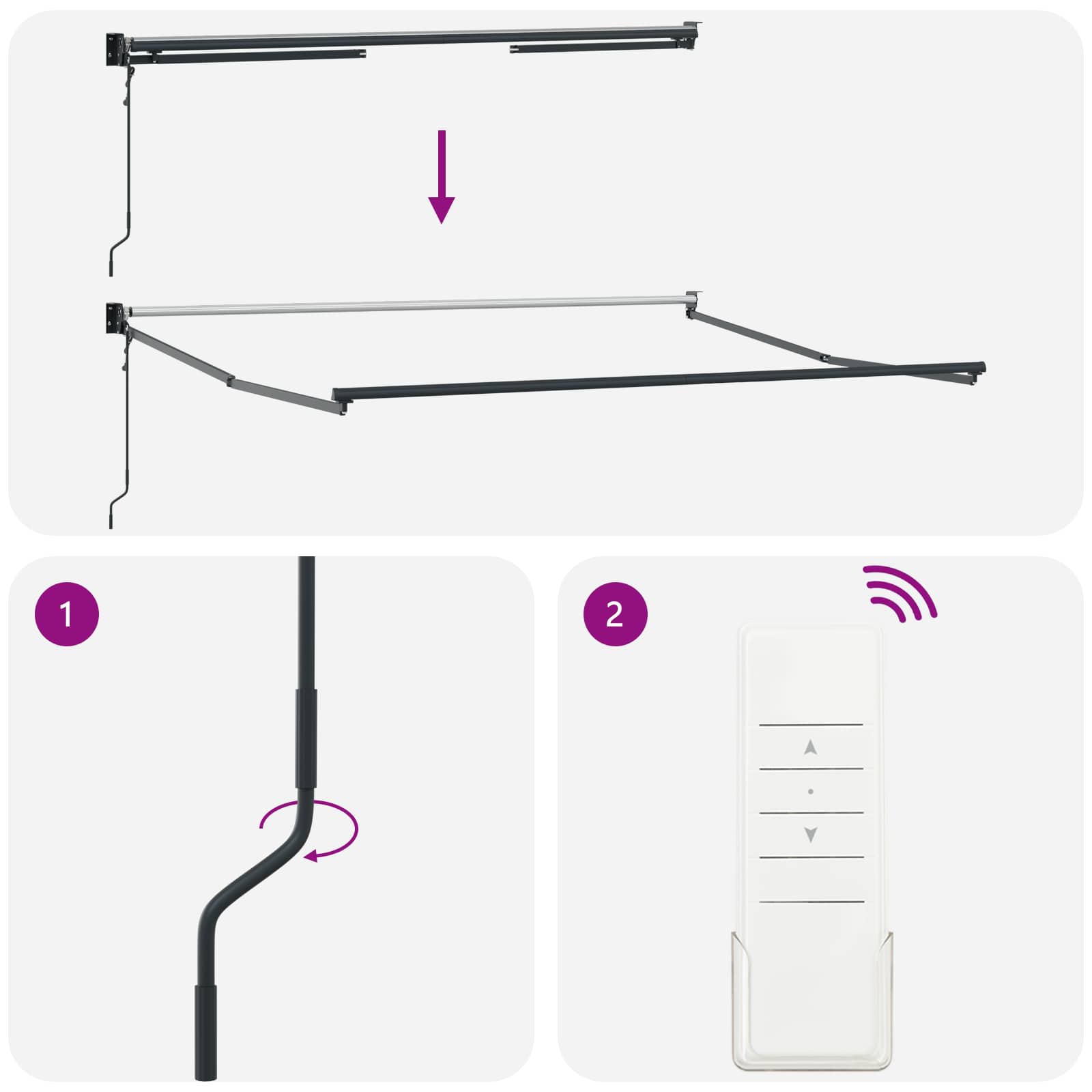 Behúzható napellenző Sokszínű 350 x 250 cm Pamut és Alumínium