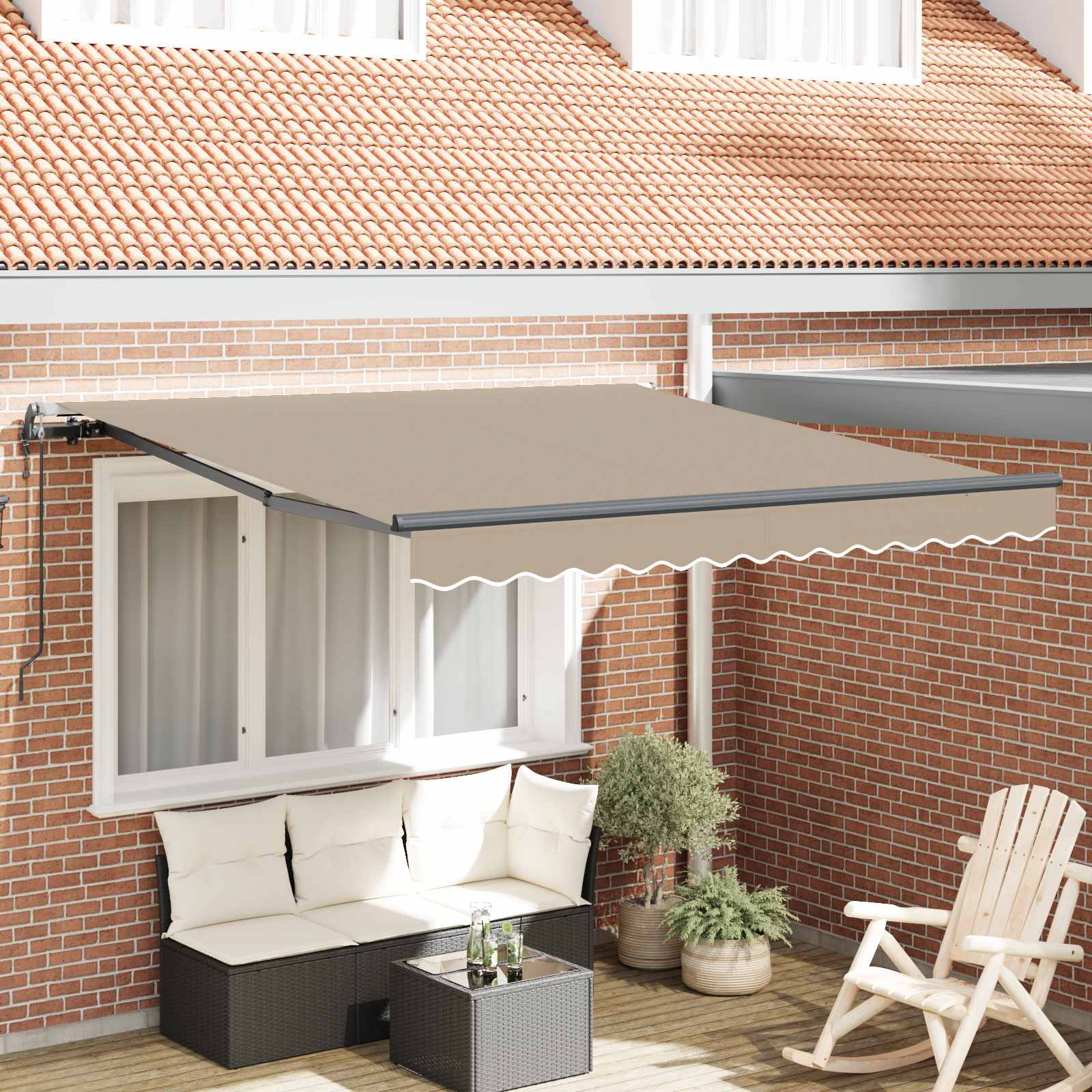 Behúzható napellenző Bézs 350 x 250 cm Szövet és Alumínium