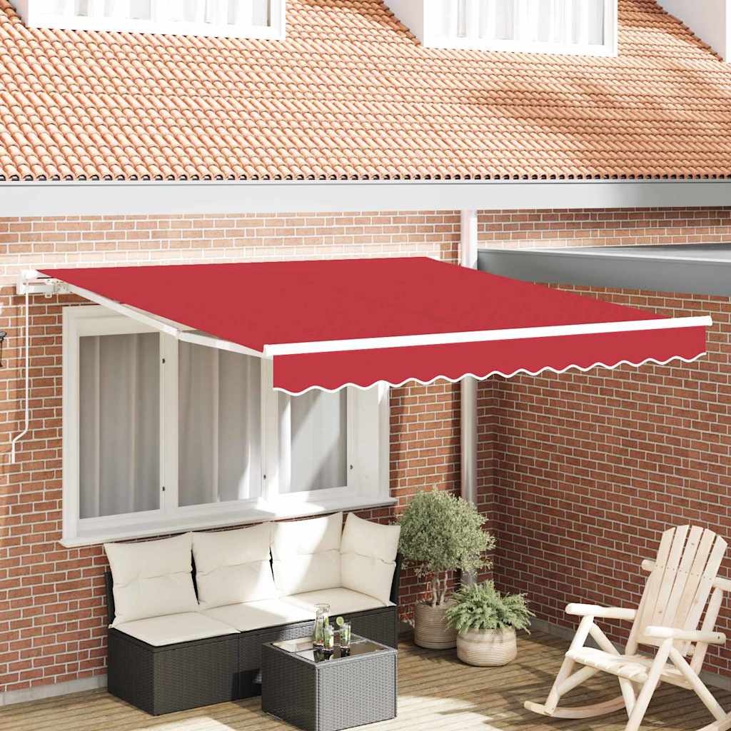 Behúzható napellenző Piros 350 x 250 cm Pamut és Alumínium