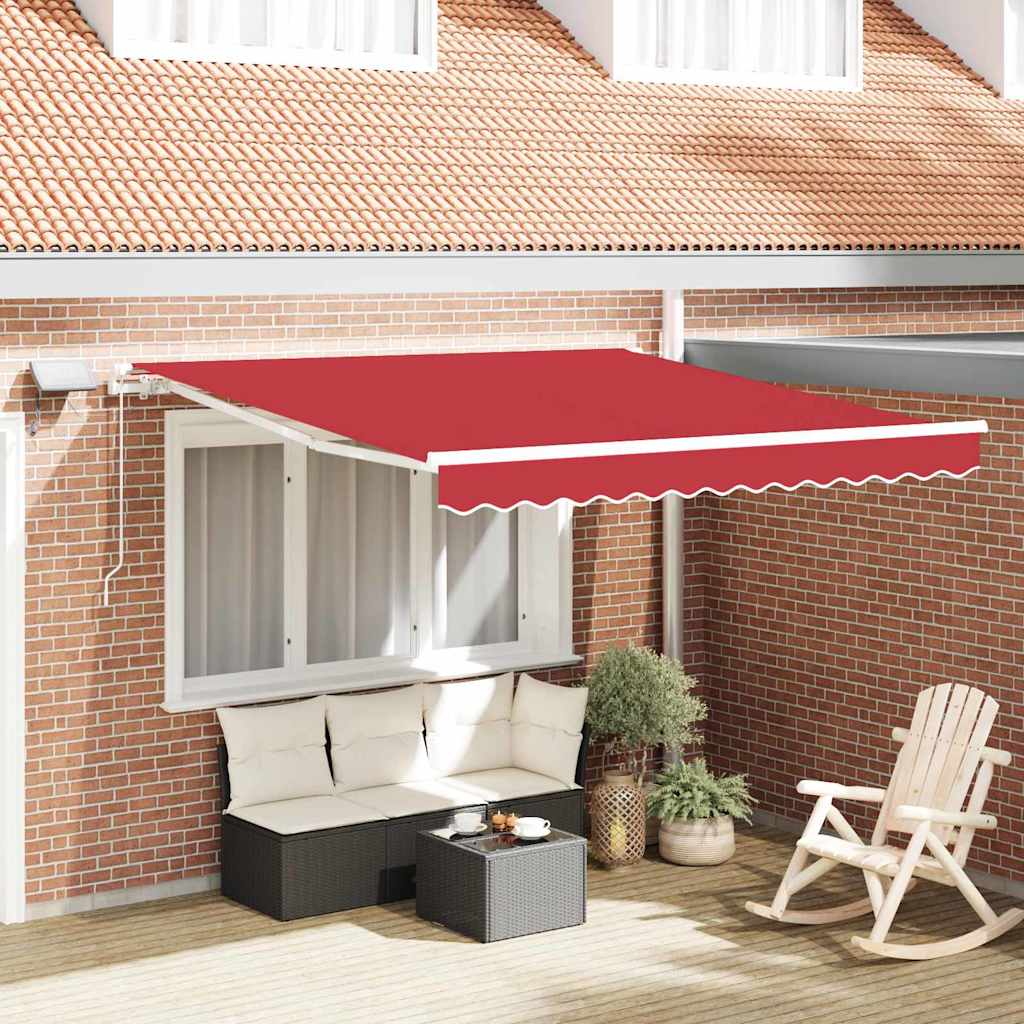 Behúzható napellenző Piros 350 x 250 cm Szövet és Acél