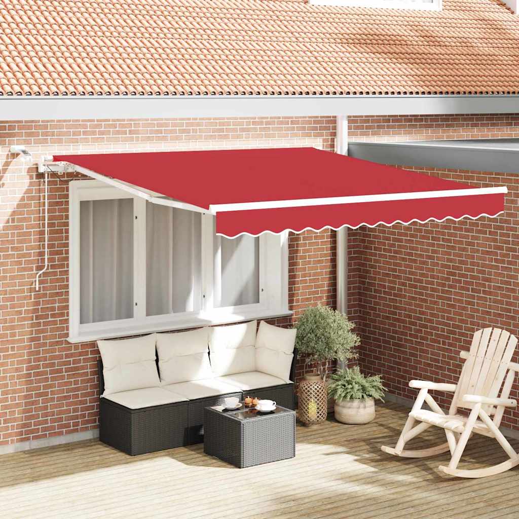 Behúzható napellenző Piros 350 x 250 cm Poliészter és fém