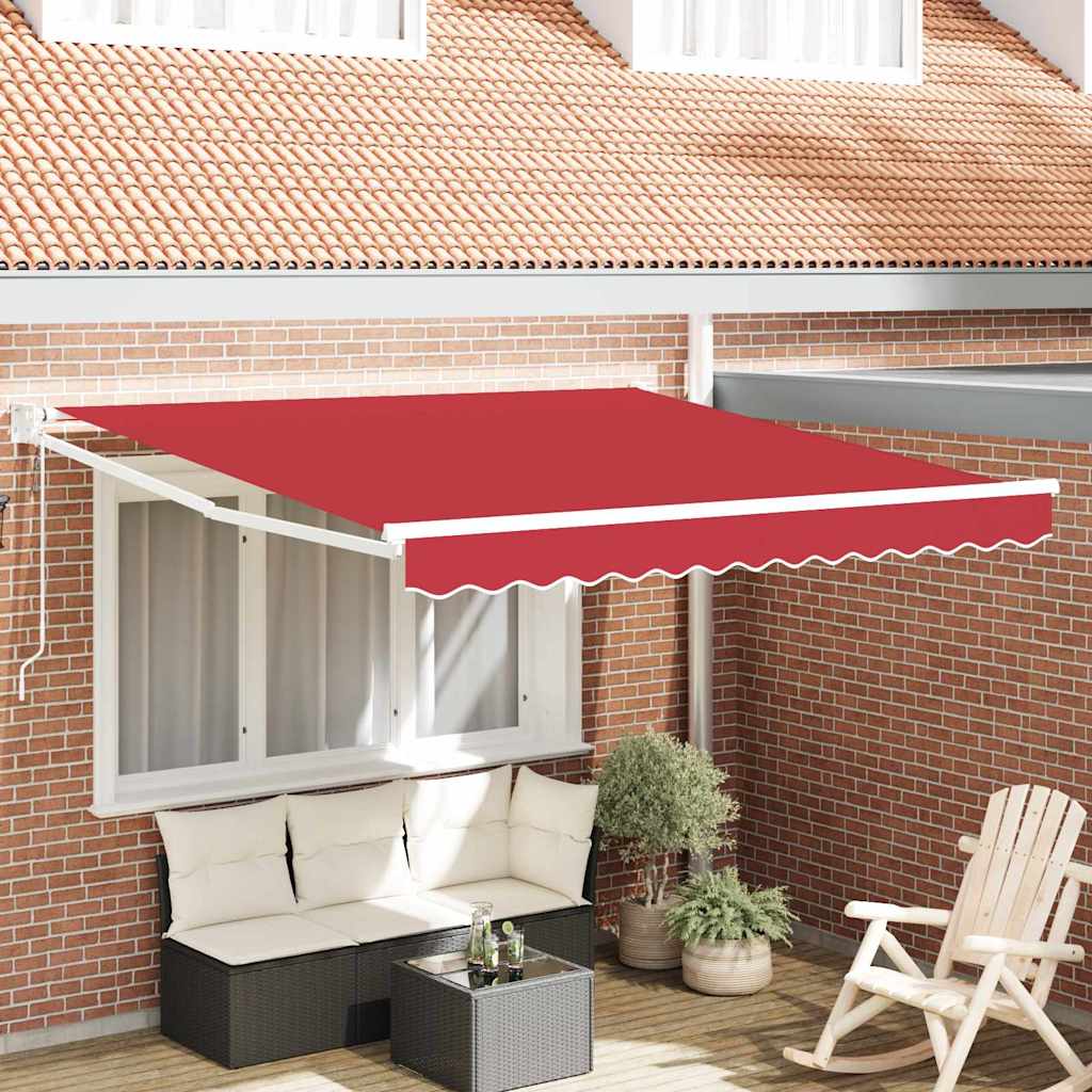 Behúzható napellenző Piros 350 x 250 cm Pamut és Alumínium
