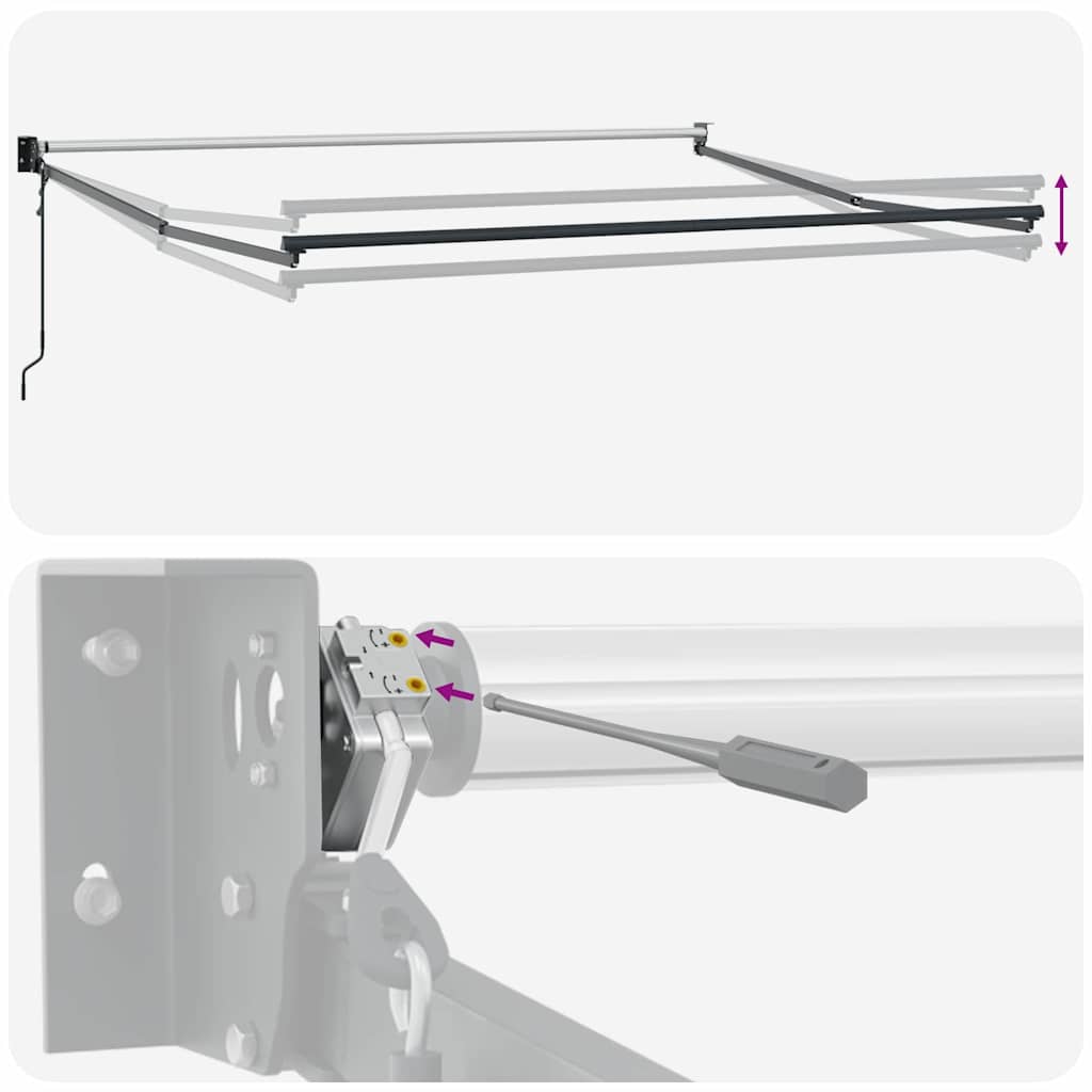 Behúzható napellenző Piros 350 x 250 cm Pamut és Alumínium