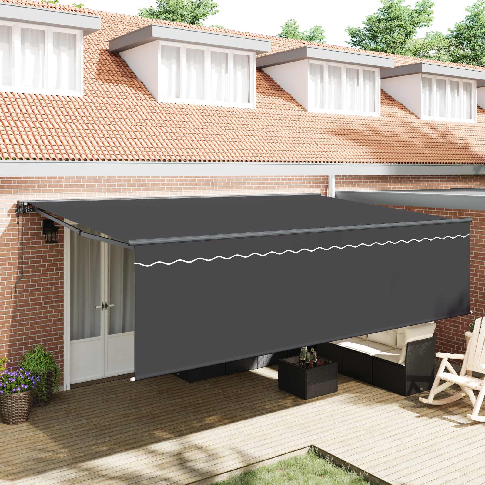Behúzható napellenző Antracit 500 × 300 cm Pamut és Alumínium