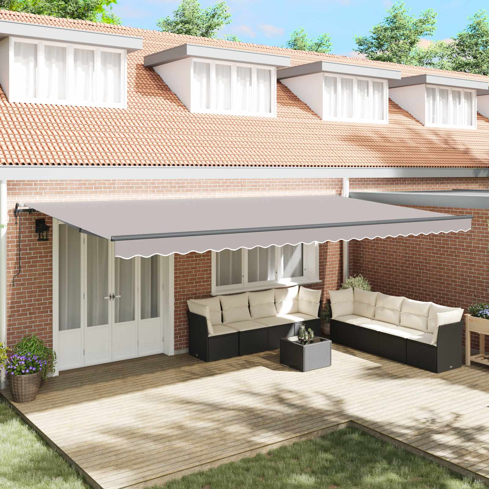 Behúzható napellenző Világosszürke 600 × 300 cm