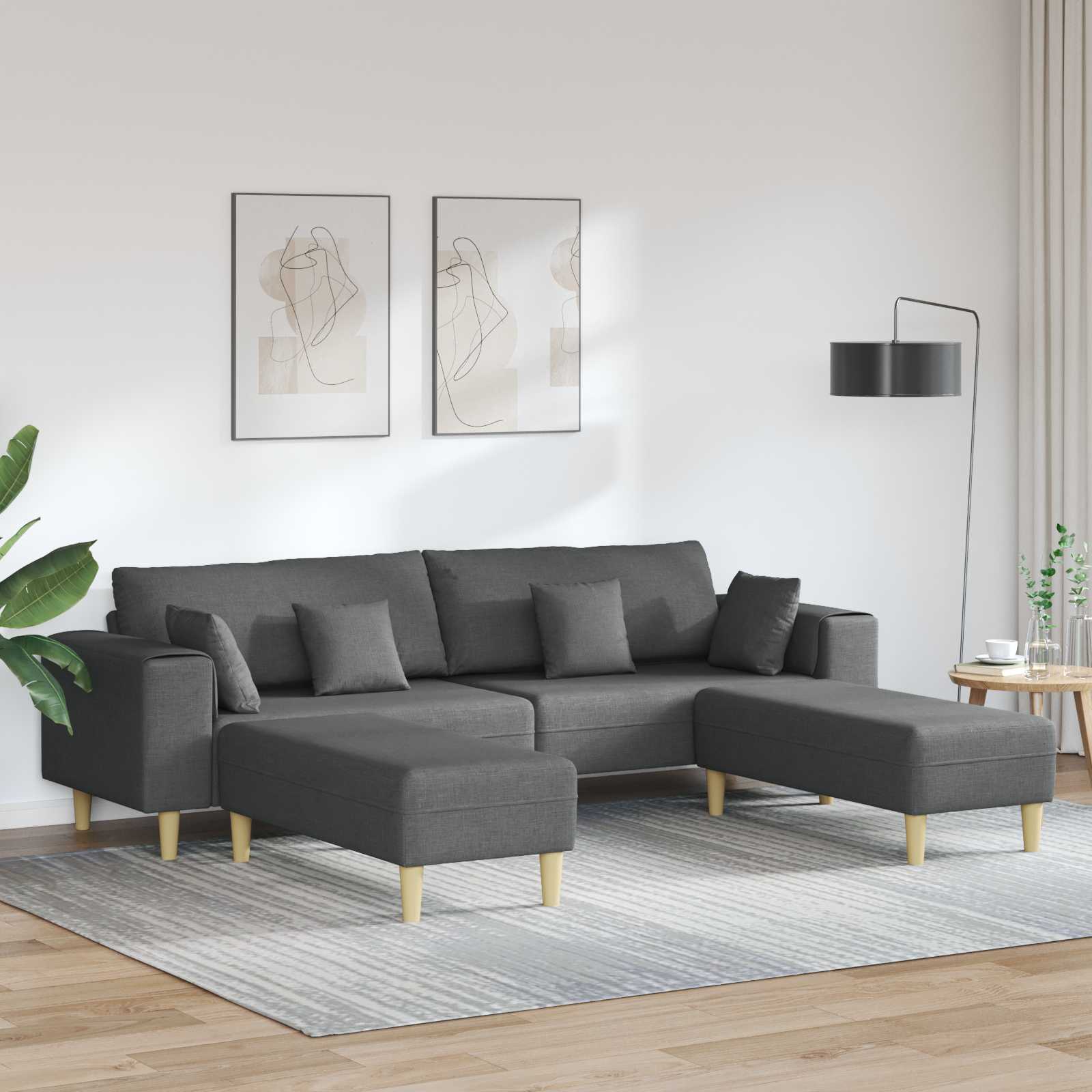Kanapé párnával 3 pcs Sötétszürke szövet