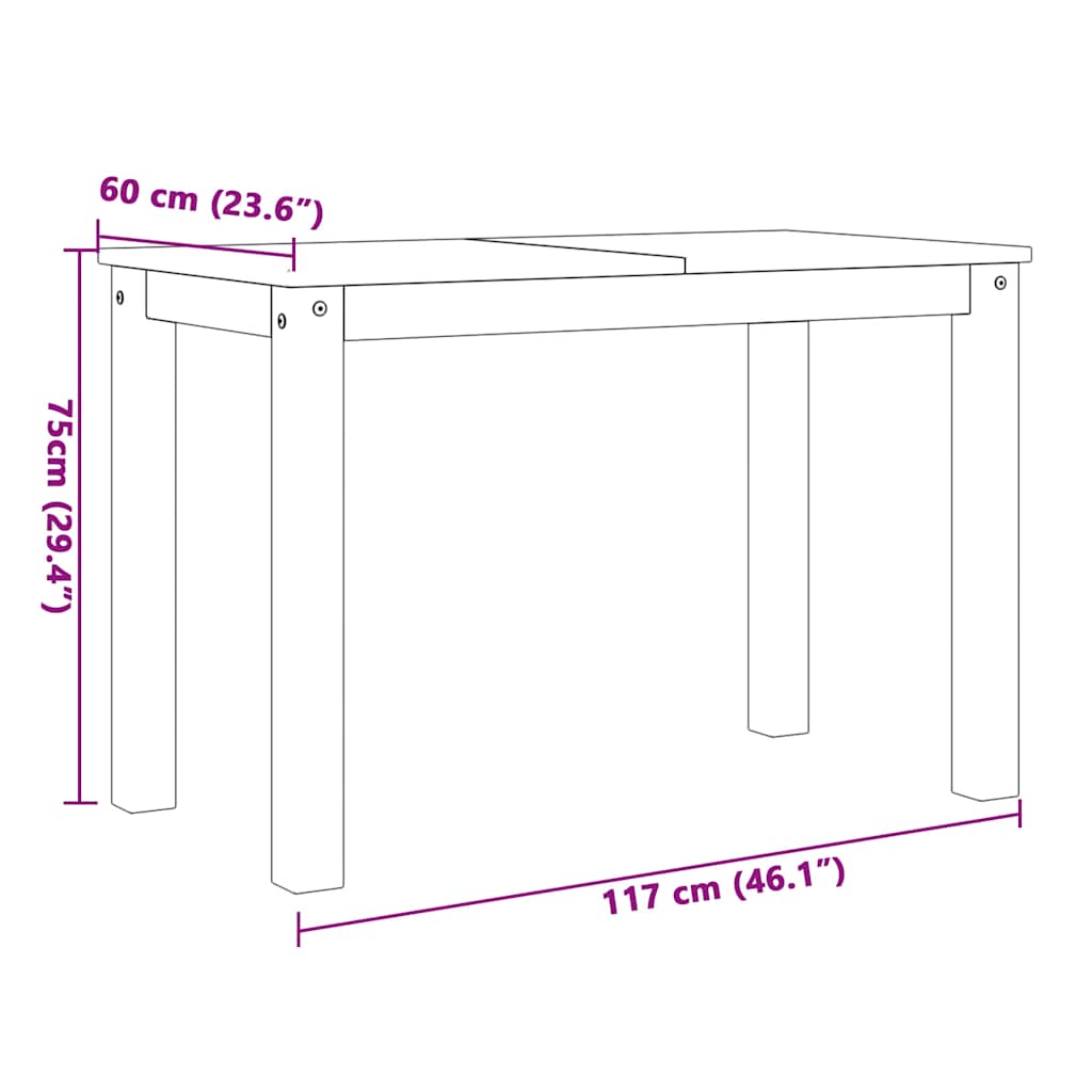 PANAMA 3 részes fehér tömör fenyőfa étkezőgarnitúra