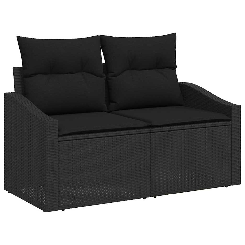Kerti Kanapé Szett párnával tárolóval 5 pcs Fekete polirattan