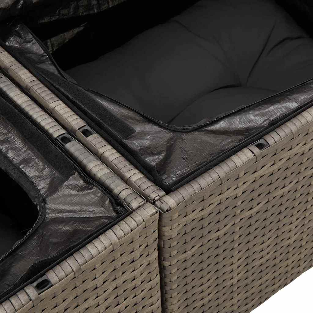 Kerti Kanapé Szett párnával tárolóval 4 pcs Szürke Polyrattan