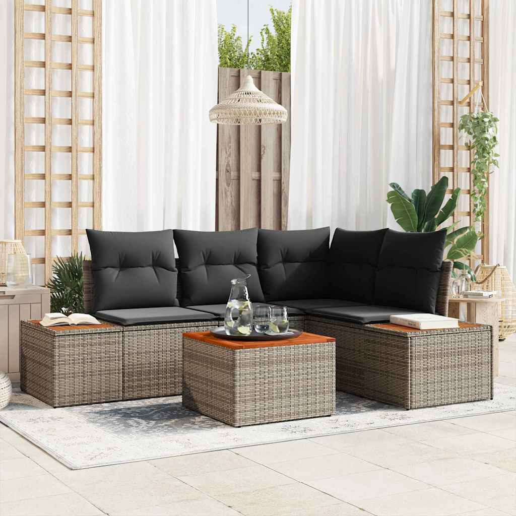 Kerti Kanapé Szett párnával tárolóval 4 pcs Szürke Polyrattan