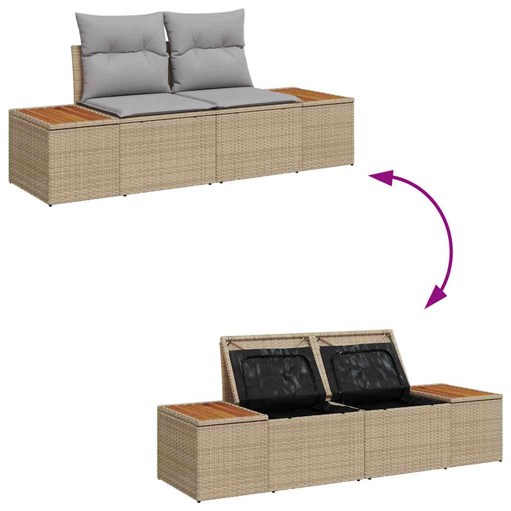 Kerti Kanapé Szett 8 pcs Beige és Világosszürke Polyrattan