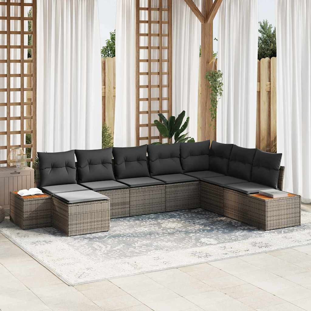 Kerti Kanapé Szett párnával tárolóval 9 pcs Szürke Polyrattan