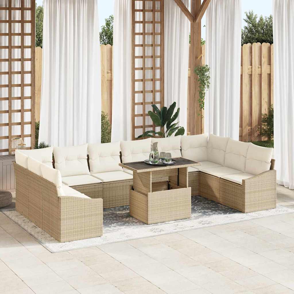 Kerti Kanapé Szett párnával tárolóval 11 pcs Beige és krém