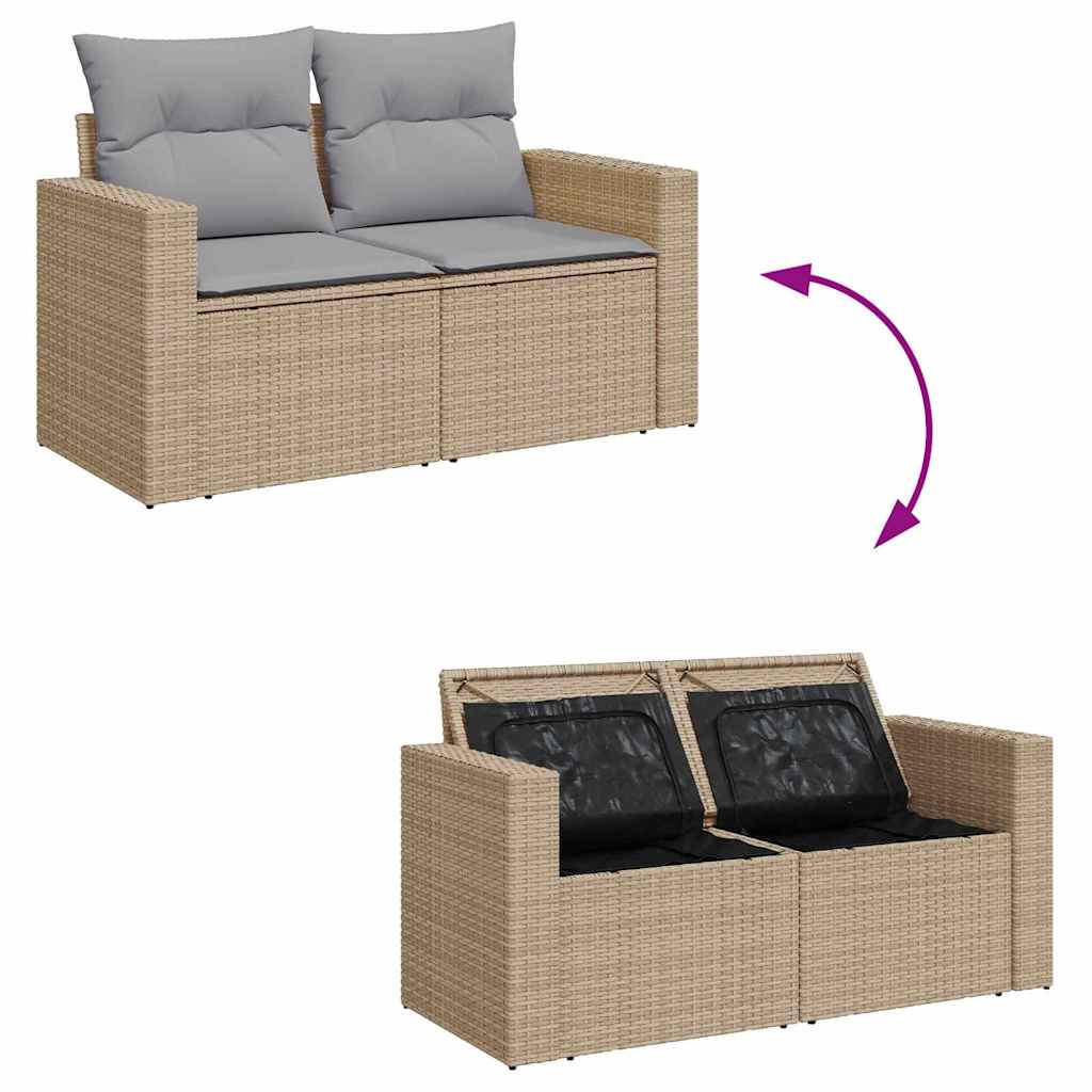 Kerti Kanapé Szett 10 pcs Beige és Világosszürke polirattan