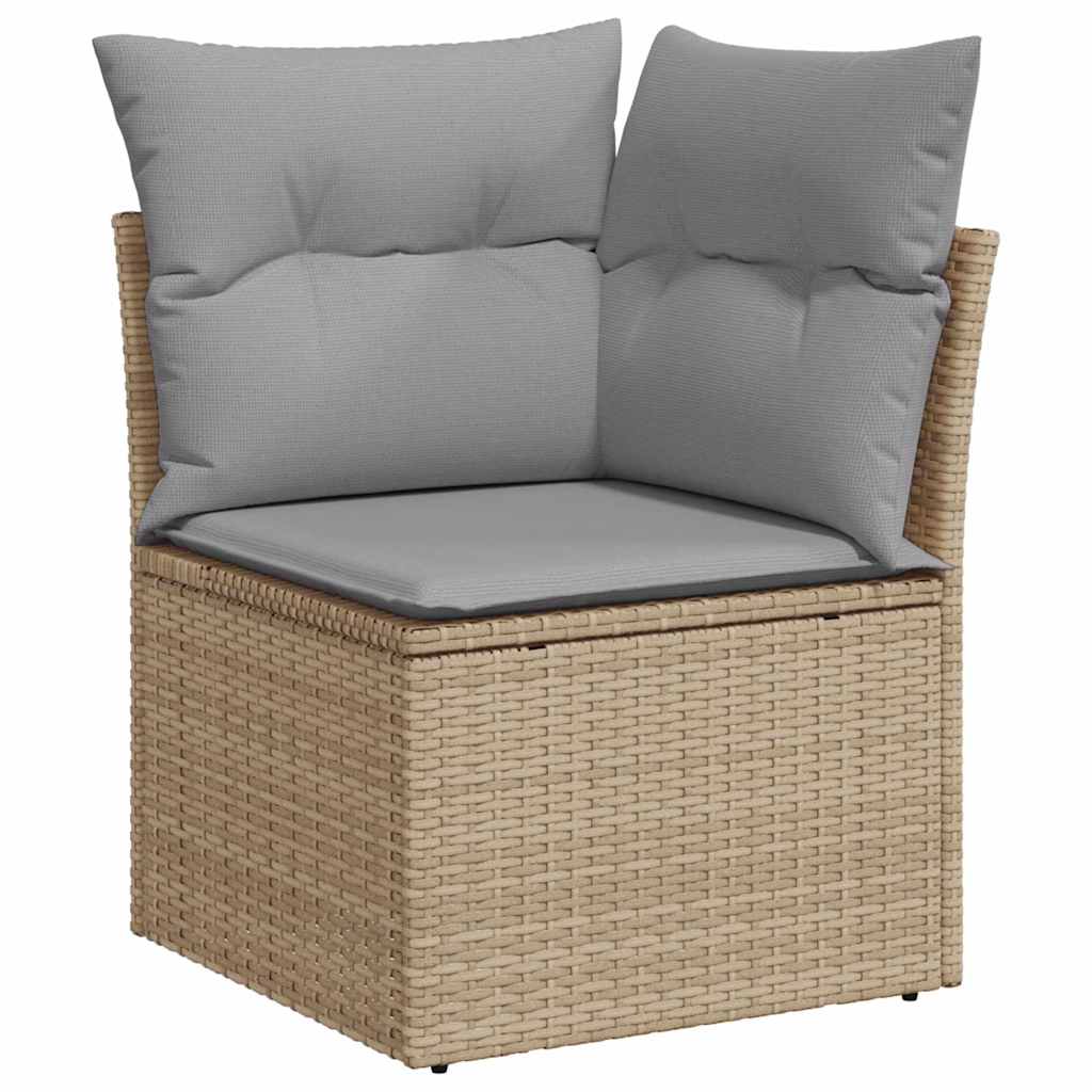Kerti Kanapé Szett 10 pcs Beige és Világosszürke polirattan
