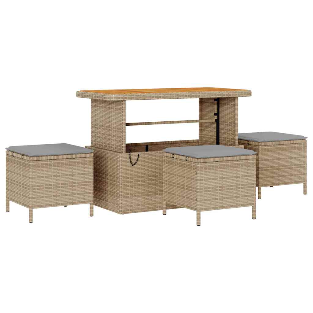 Kerti Kanapé Szett 10 pcs Beige és Világosszürke polirattan