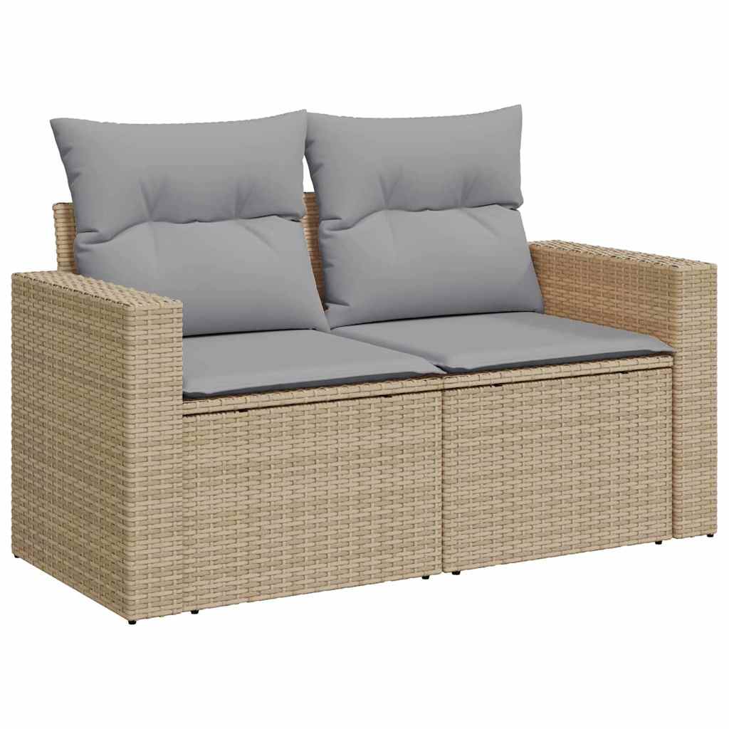 Kerti Kanapé Szett 11 pcs Beige és Világosszürke polirattan