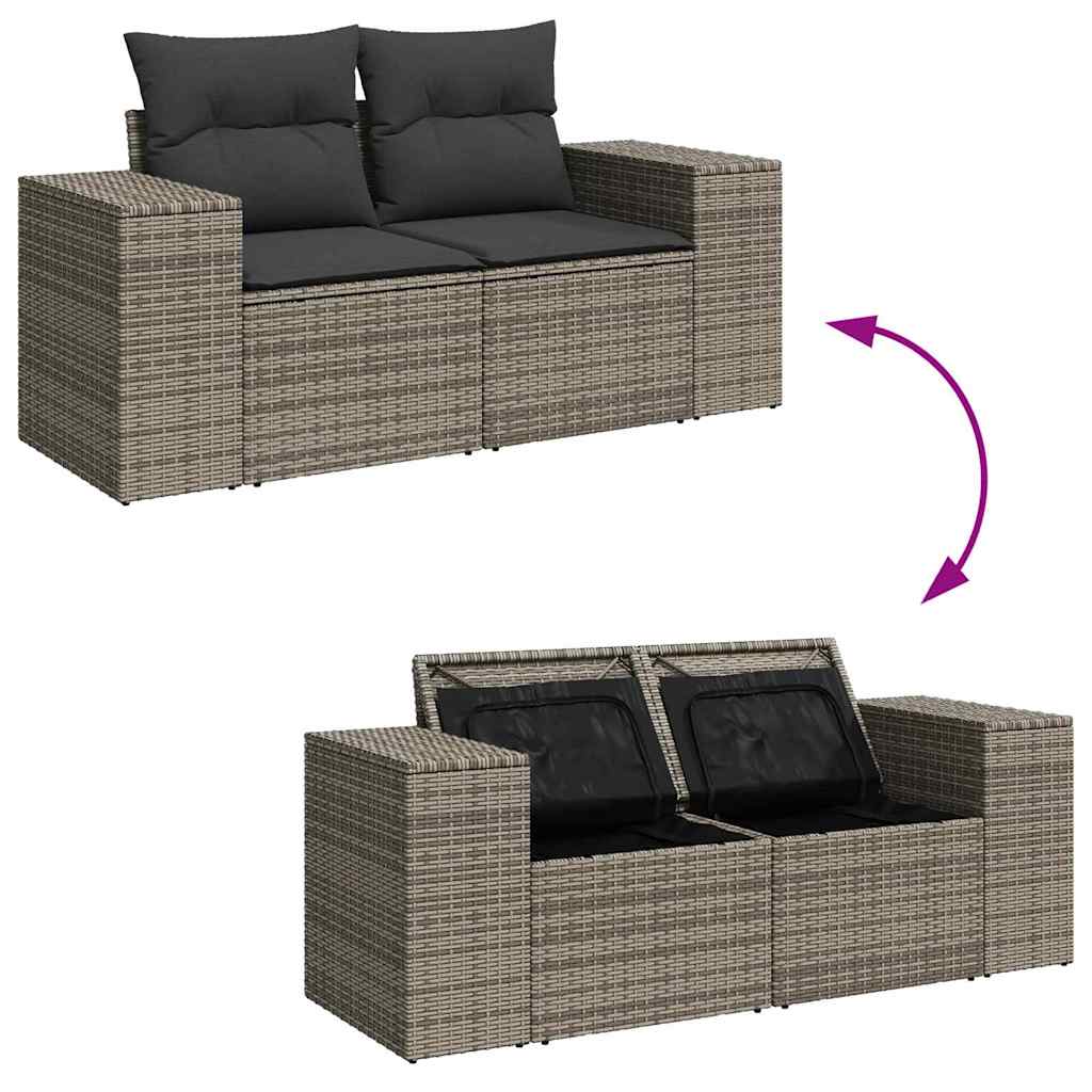 Kerti Kanapé Szett párnával tárolóval párnával 9 pcs Szürke