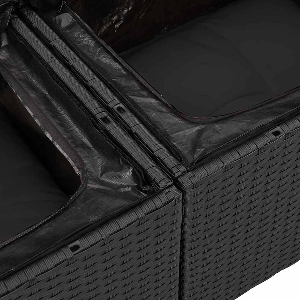 Kerti Kanapé Szett párnával tárolóval párnával 9 pcs Fekete