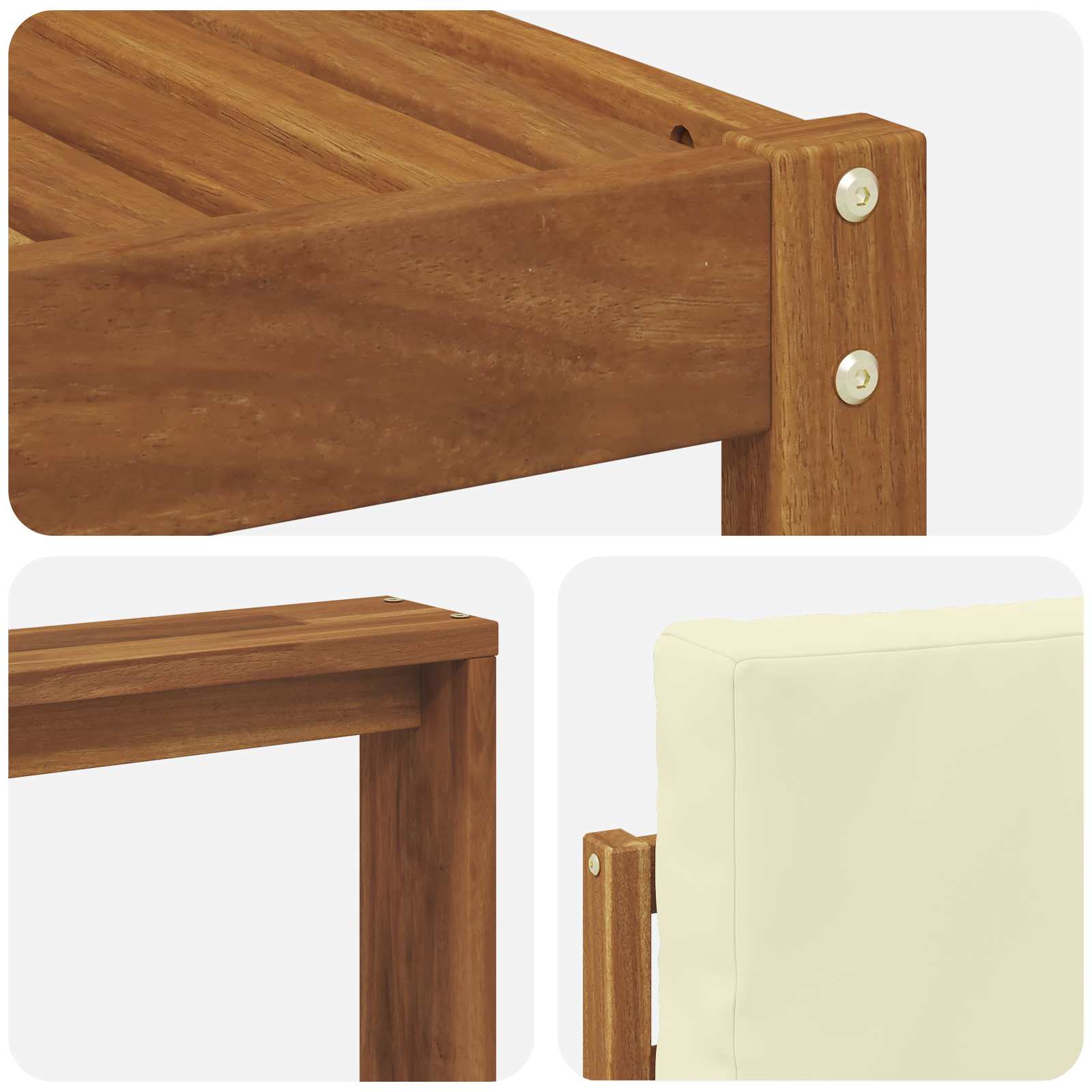 Kültéri kanapé szett párnával 6 pcs Természetes és krémszínű