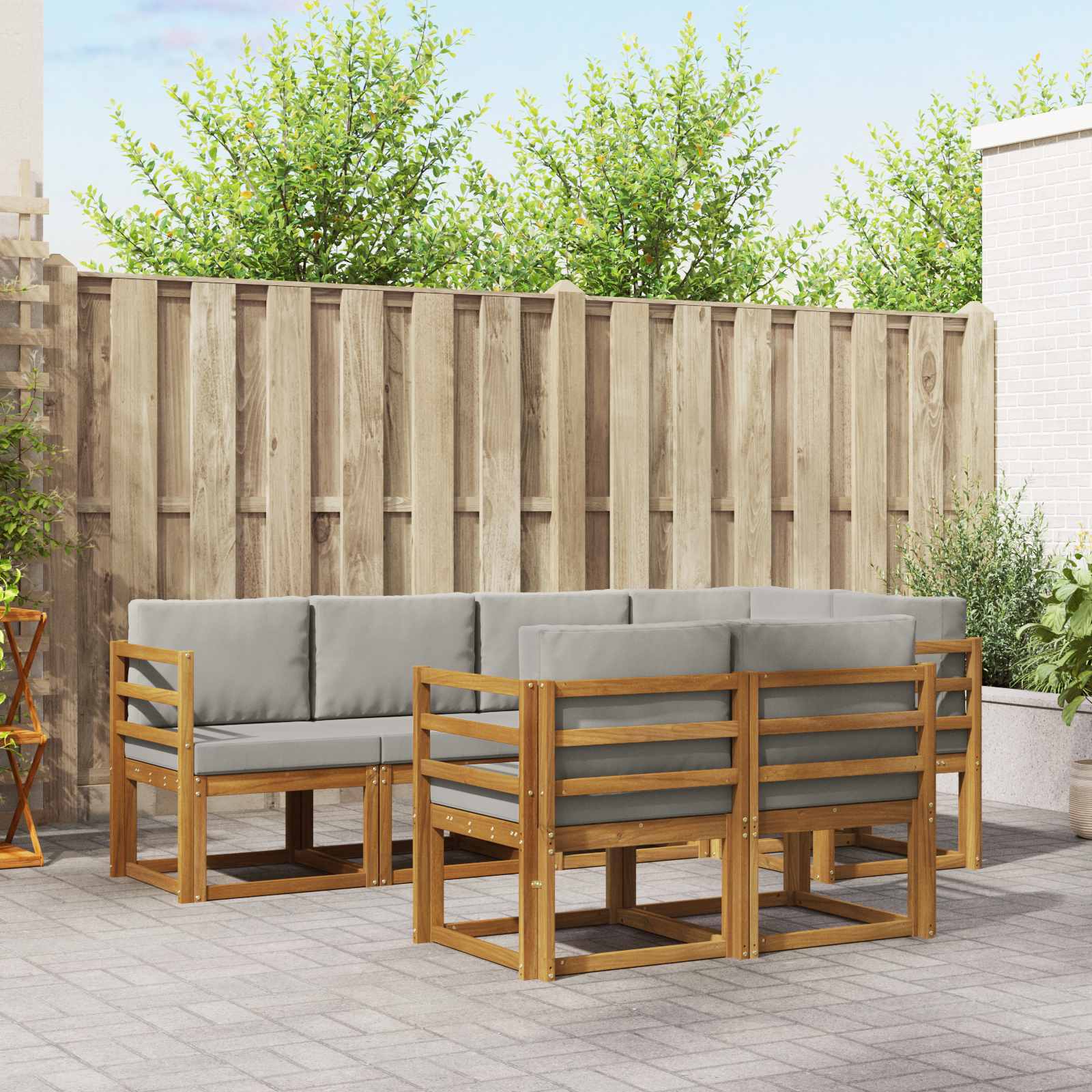 Kanapé Szett párnával 7 pcs Természetes és Világosszürke