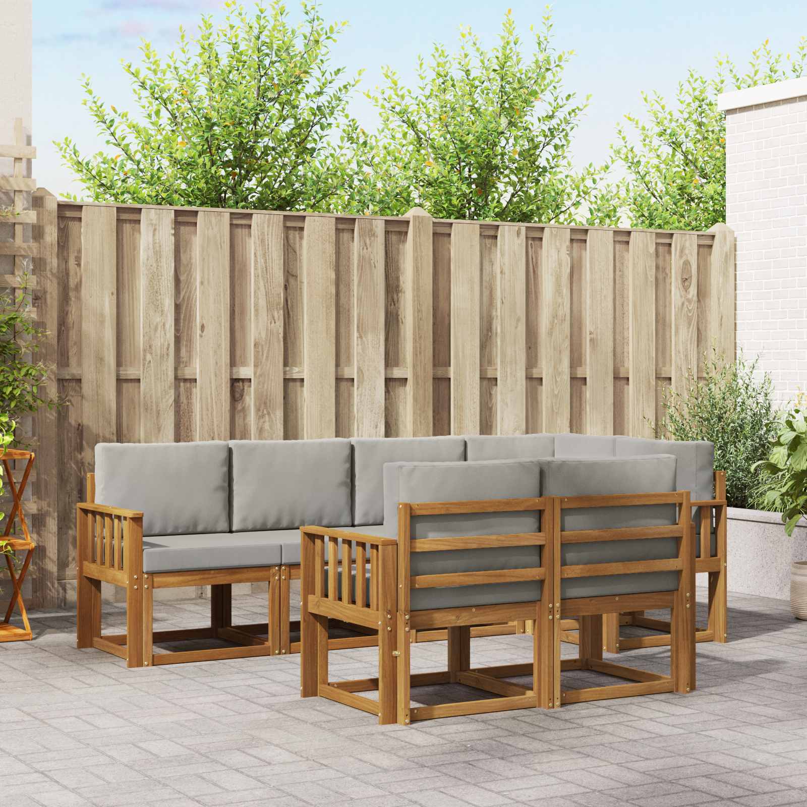 Kanapé Szett párnával 7 pcs Természetes és Világosszürke