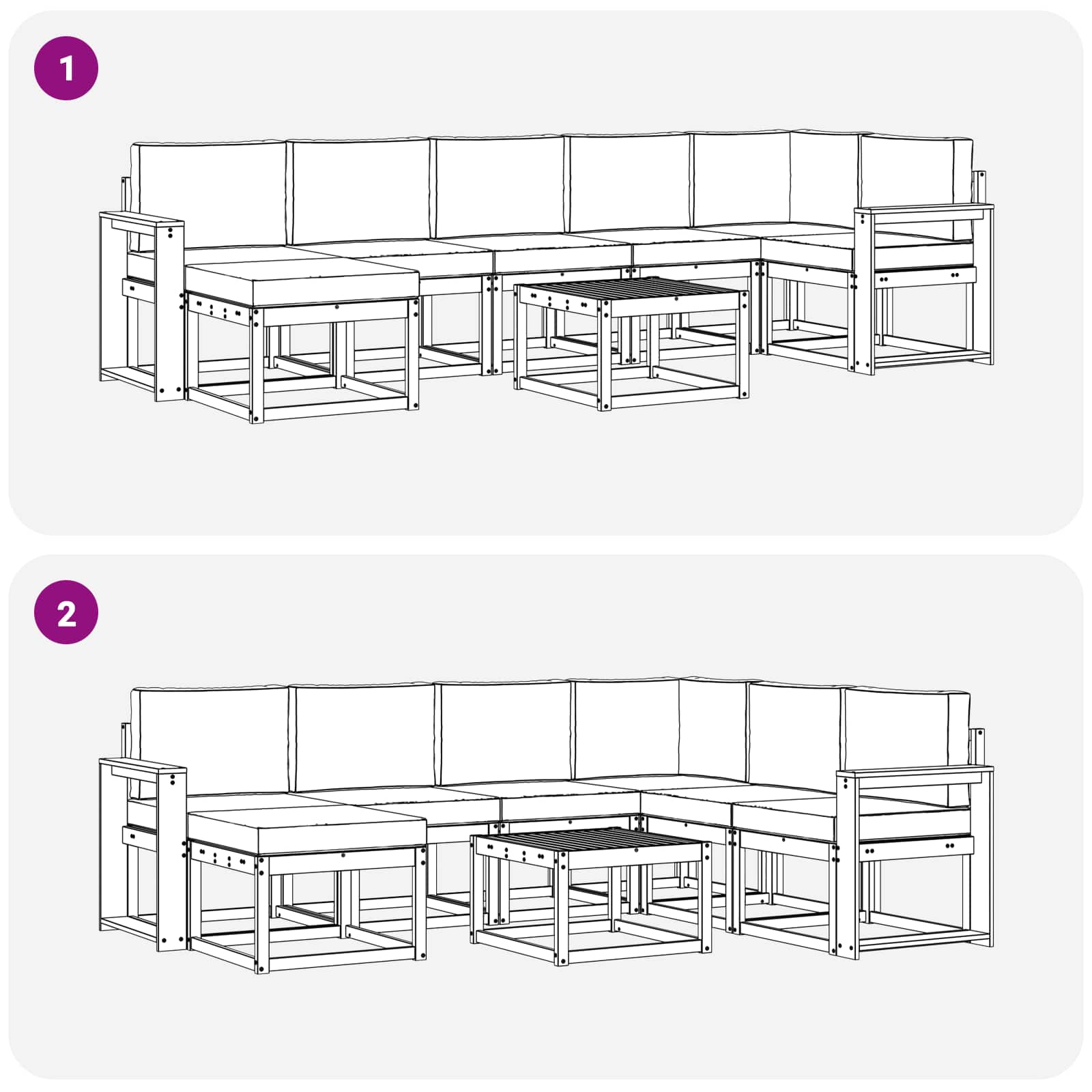 Kültéri kanapé szett párnával 8 pcs Természetes és antracit