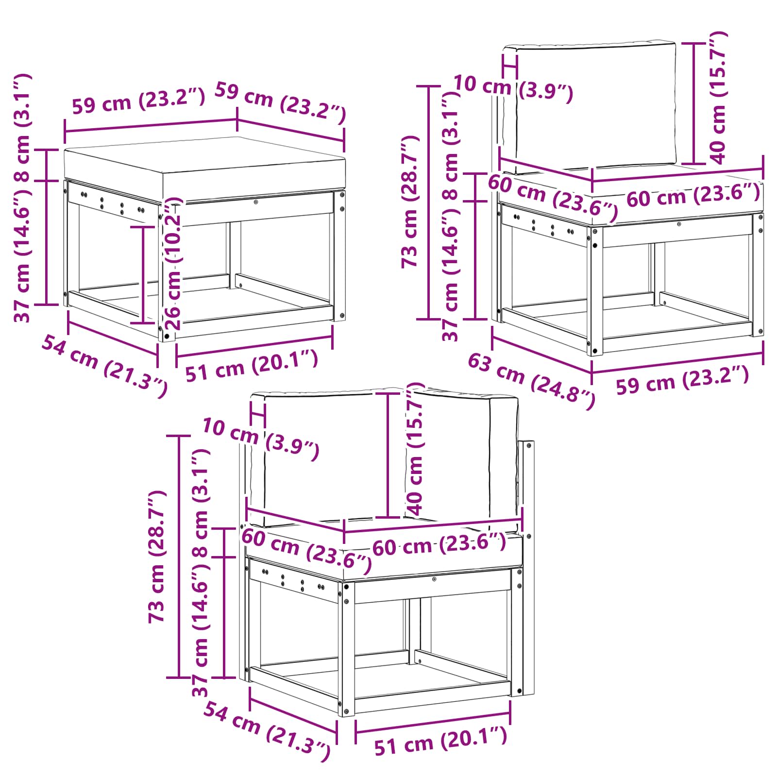 Kanapé Szett párnával 8 pcs Természetes és Világosszürke
