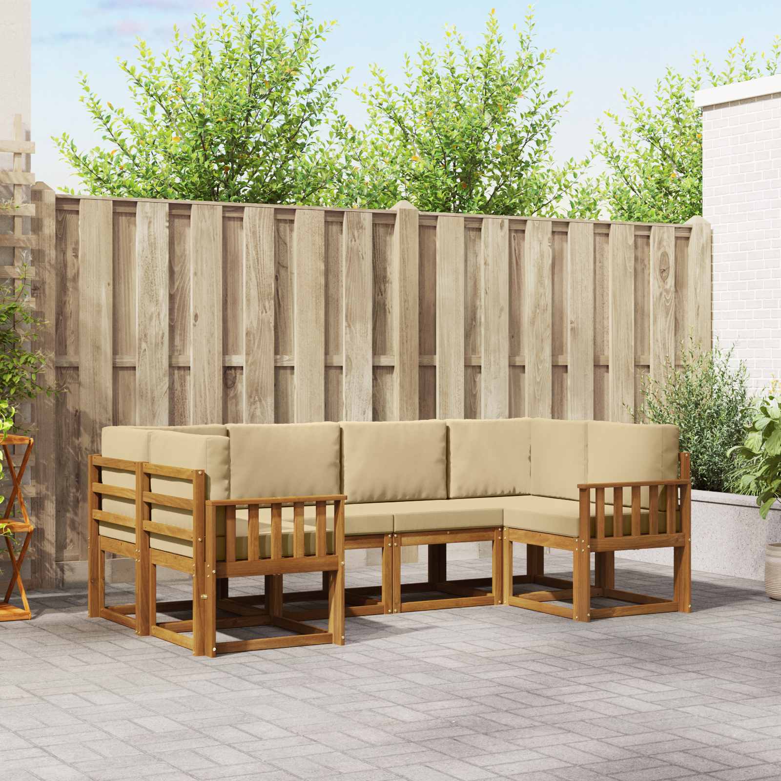 Kanapé Szett párnával 6 pcs Természetes és bézs