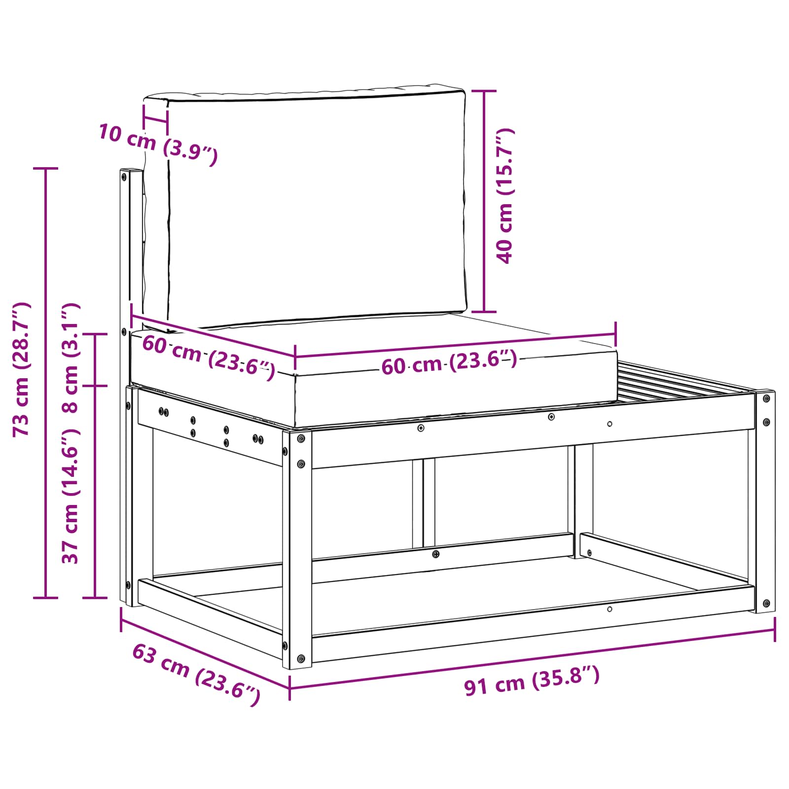 Kanapé Szett 2 pcs Természetes Tömör akácfa és poliészter