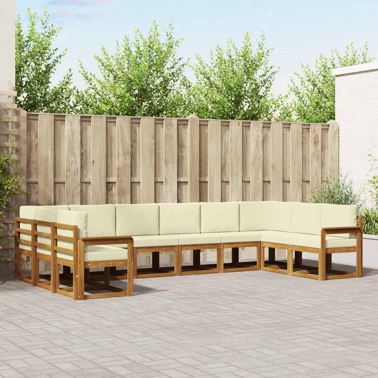 Kanapé Szett párnával 10 pcs Természetes és krémszínű