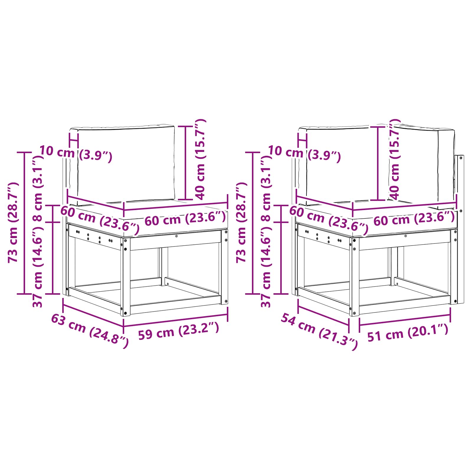 Kanapé Szett párnával 10 pcs Természetes és antracit