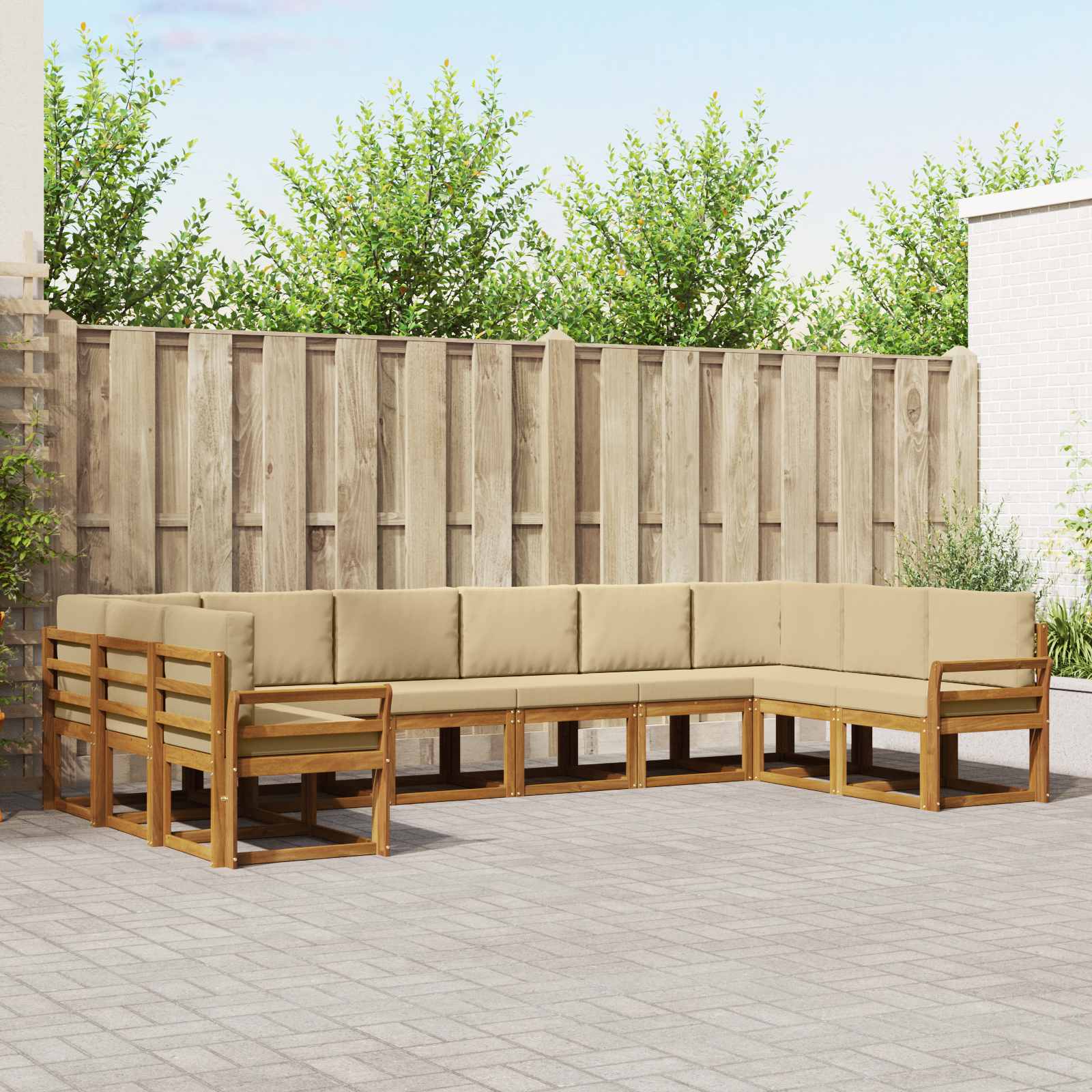 Kanapé Szett párnával 10 pcs Természetes és bézs