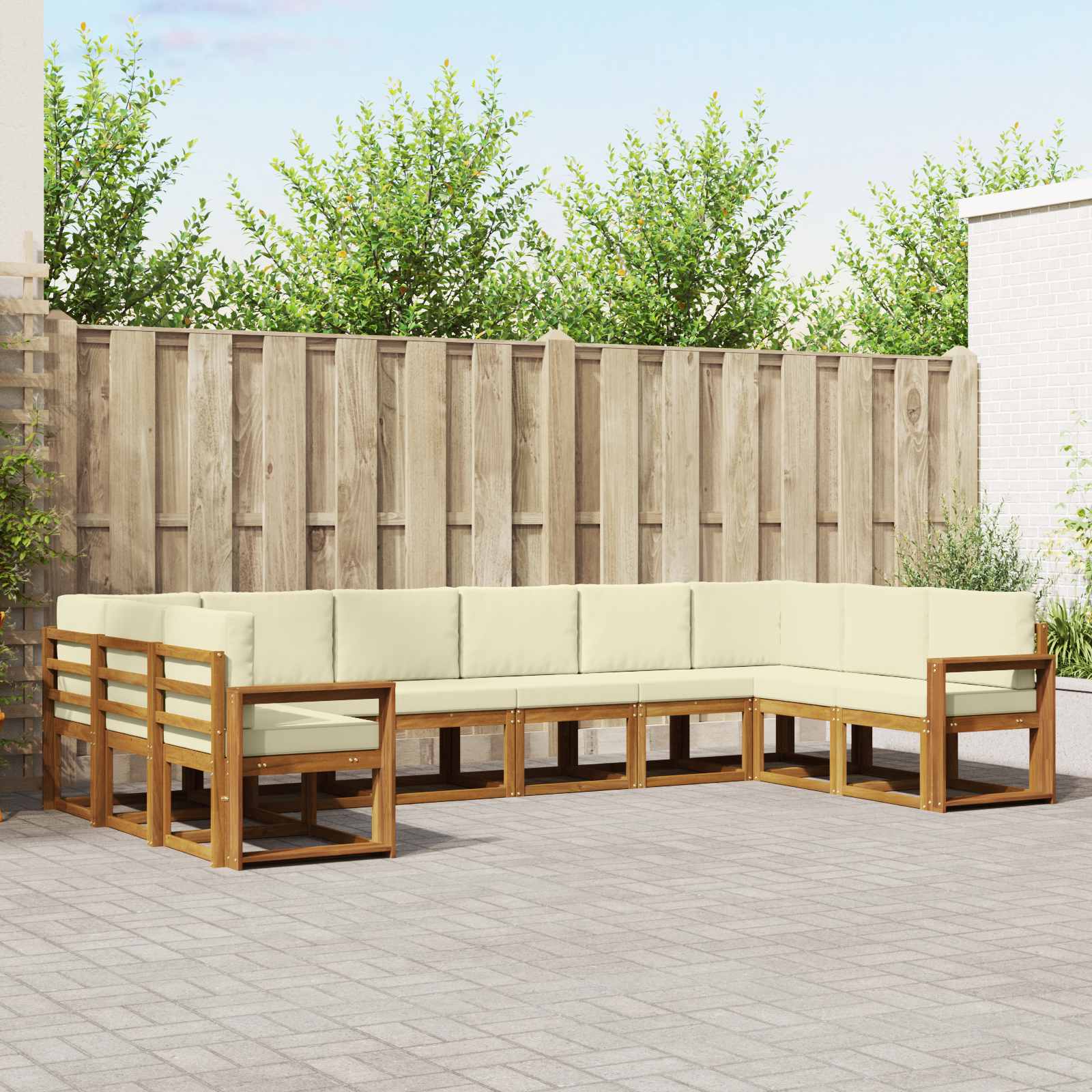 Kanapé Szett párnával 10 pcs Természetes és krémszínű