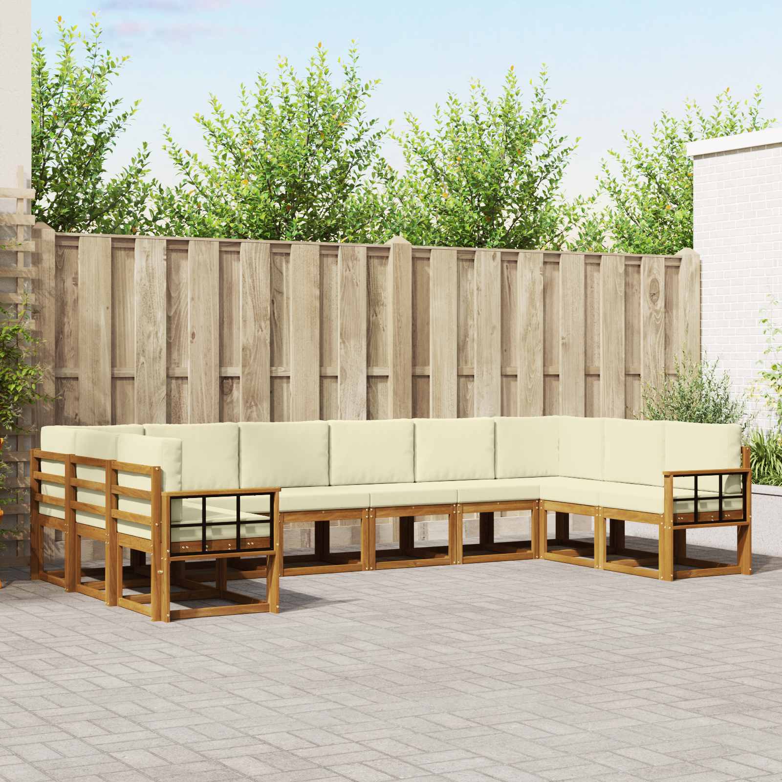 Kanapé Szett párnával 10 pcs Természetes és krémszínű