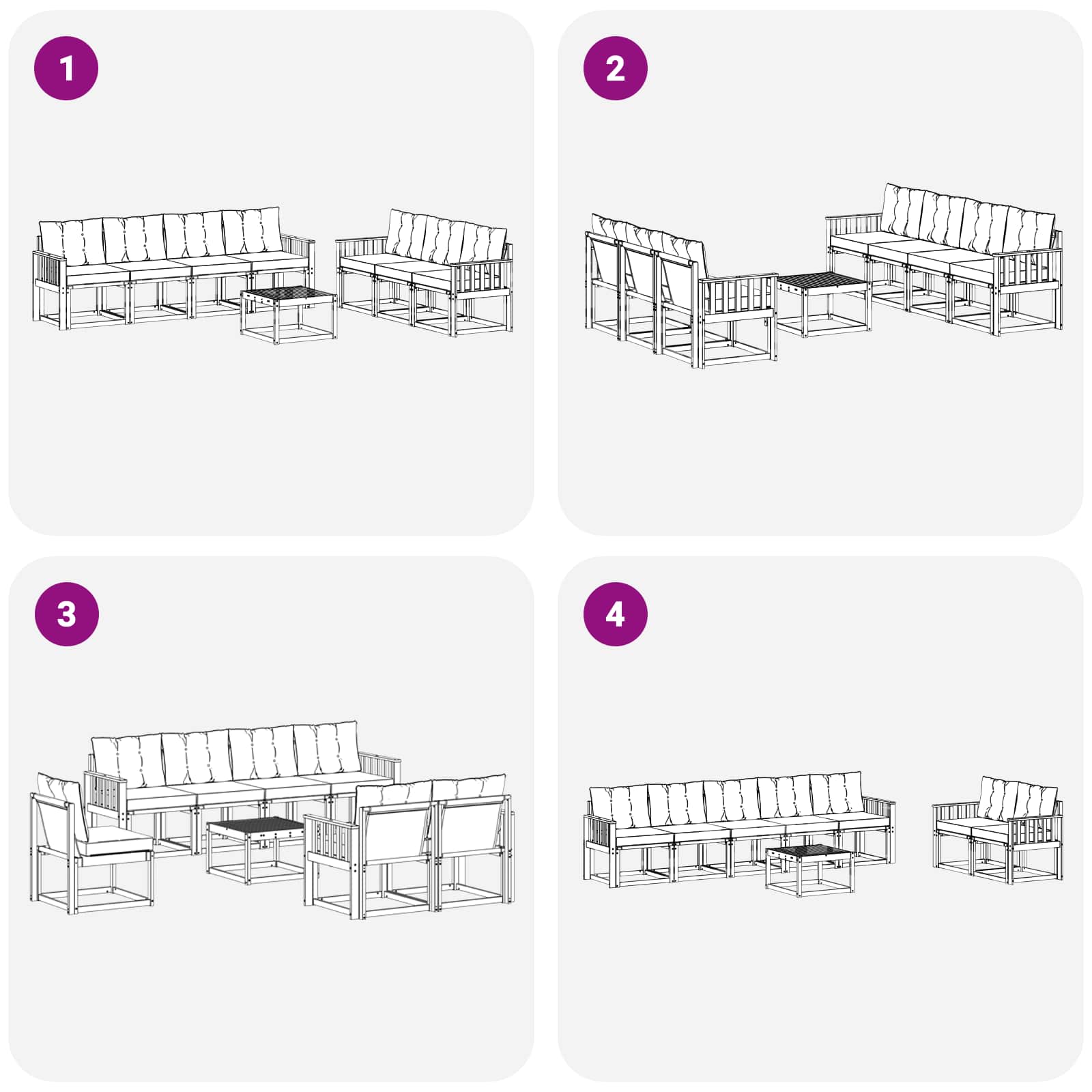 Kültéri kanapé szett 8 pcs Természetes és Világosszürke
