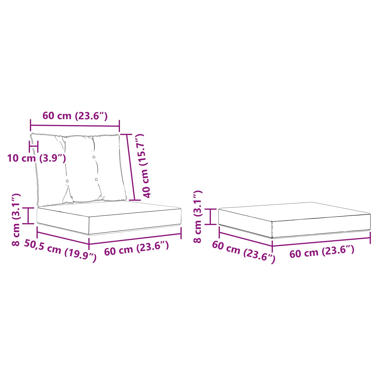 Kültéri kanapé szett párnával 6 pcs Természetes és bézs