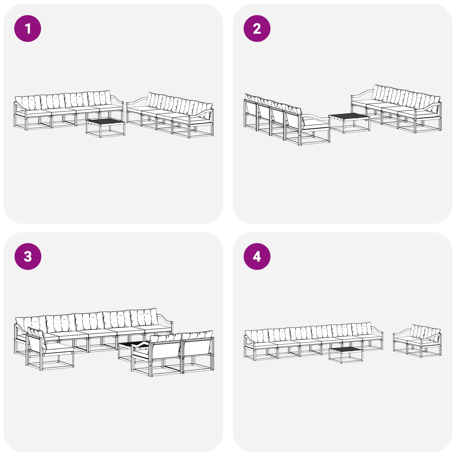 Kültéri kanapé szett párnával 9 pcs Természetes és fekete