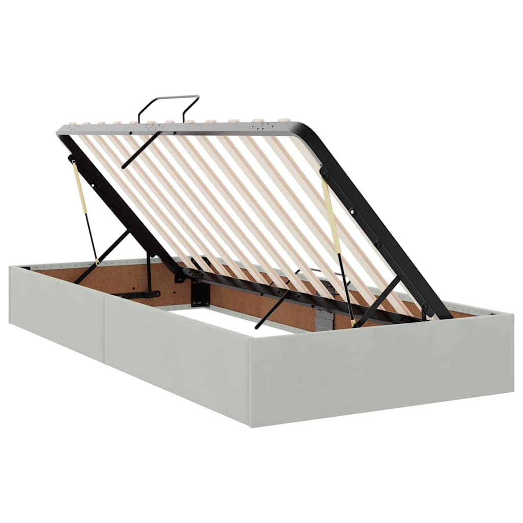 Ágy LED -es lámpákkal Világosszürke 200 x 200 cm Bársony