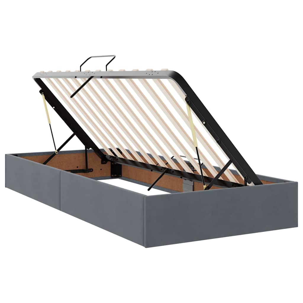 Ágy LED -es lámpákkal Sötétszürke 180 x 200 cm Bársony